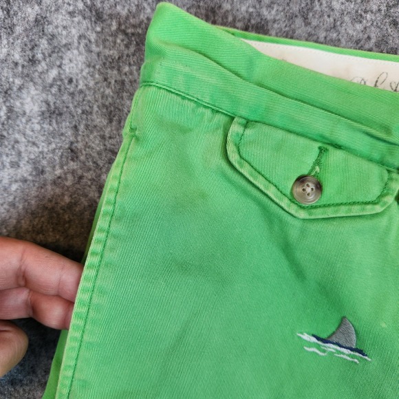 Polo Ralph Lauren Bedford Chino Shorts Men 35 Green Shark Sailboat Embroidered - Picture 2 of 14
